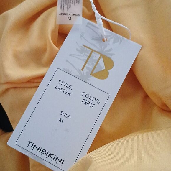 TiniBikini yellow floral print cut out side swimsuit bathing suit Sz M NWT - Picture 9 of 9